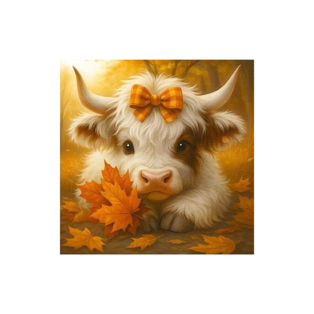 Farmhouse Baby Cow Unframed Canvas Wall Art  16" X 16"